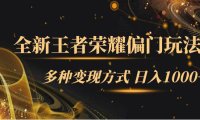 (5306)全新王者荣耀偏门玩法,多种变现方式 日入1000+小白闭眼入(附1000G教材)