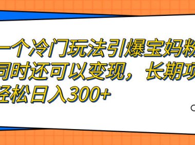 (5167)一个冷门玩法引爆宝妈粉的同时还可以变现,长期项目轻松日入300+
