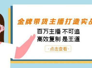 （5168）金牌带货主播打造实战课：百万主播 不可追，高效复制 是王道（10节课）