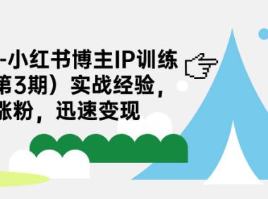 (5176)8天-小红书博主IP训练营(第3期)实战经验,快速涨粉,迅速变现
