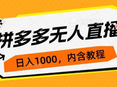 （5185）拼多多无人直播不封号玩法，0投入，3天必起，日入1000+