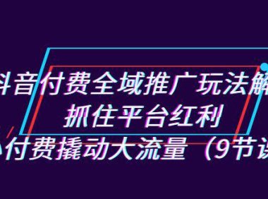 （5190）抖音付费全域推广玩法解析：抓住平台红利，小付费撬动大流量（9节课）