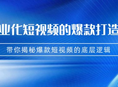 （5191）商业化短视频的爆款打造课：手把手带你揭秘爆款短视频的底层逻辑（9节课）