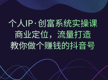 (5202)个人IP·创富系统实操课:商业定位,流量打造,教你做个赚钱的抖音号