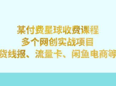 (5213)某付费星球课程:多个网创实战项目,撸货线报、流量卡、闲鱼电商等等