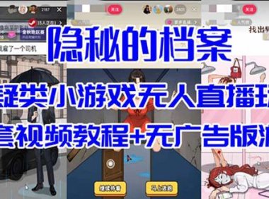 （5313）抖音爆火的悬疑解谜小游戏【隐秘的档案】无人直播玩法【教程+游戏+工具】