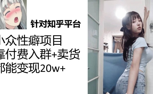 （5271）知乎小众性癖项目，Lsp的钱才是最好赚的，付费建群+卖货变现20w