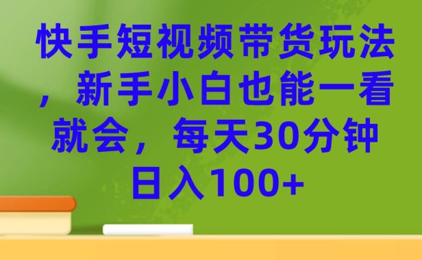 (5279)快手短视频带货玩法,新手小白也能一看就会,每天30分钟日入100+