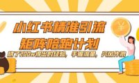 (5344)小红书精准引流·矩阵陪跑计划:烧了200w得出的经验,手握流量,兴风作浪!