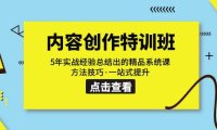 (5352)内容创作·特训班:5年实战经验总结出的精品系统课 方法技巧·一站式提升
