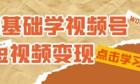 (5373)0基础学-视频号短视频变现:适合新人学习的短视频变现课(10节课)