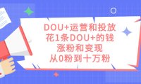 (5415)DOU+运营和投放,花1条DOU+的钱,涨粉和变现,从0粉到十万粉