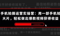 (5424)手机拍摄-运营实操营:用一部手机拍大片,轻松做出爆款视频获得收益 (38节)