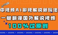 (5444)中视频AI影视解说新玩法,一键翻译国外视频搬运,百分百过原创