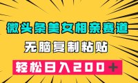 (5462)微头条冷门美女相亲赛道,无脑复制粘贴,轻松日入200+