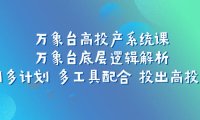 (5487)万象台高投产系统课:万象台底层逻辑解析 用多计划 多工具配合 投出高投产