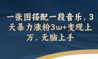 （5520）一张图搭配一段音乐，3天暴力涨粉3w+变现上万，无脑上手