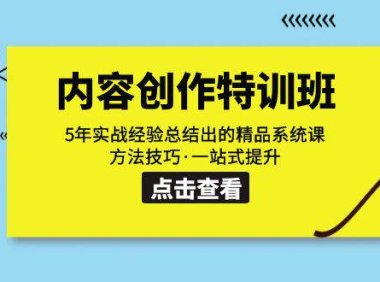 (5352)内容创作·特训班:5年实战经验总结出的精品系统课 方法技巧·一站式提升