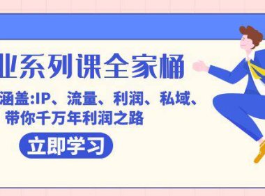 （5367）创业系列课-全家桶，9大课程涵盖:IP 流量 利润 私域 带你千万年利润之路