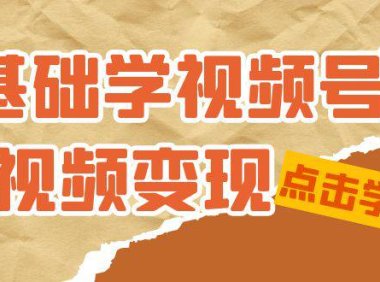 (5373)0基础学-视频号短视频变现:适合新人学习的短视频变现课(10节课)
