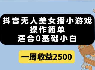 （5372）抖音无人美女播小游戏，操作简单，适合0基础小白，一周收益2500