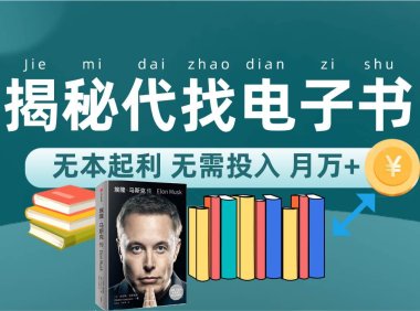(5382)新版揭秘代找电子书项目 适合小白 无本起利 月入万+