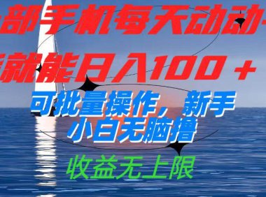 (5386)一部手机每天动动手指就能日入100+可批量操作,新手小白无脑撸,收益无上限