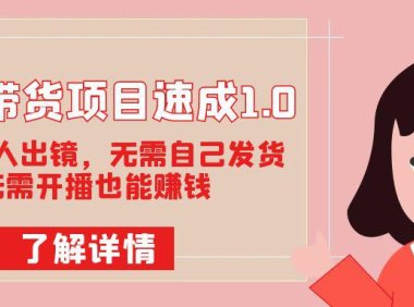 (5405)图文带货项目速成1.0:无需真人出镜,无需自己发货,无需开播也能赚钱!