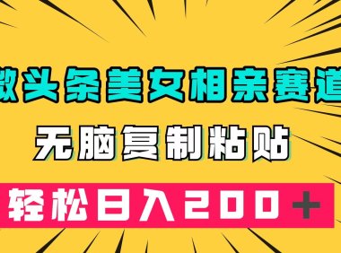 (5462)微头条冷门美女相亲赛道,无脑复制粘贴,轻松日入200+
