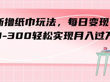 (5495)最新撸纸巾玩法,每日变现 200-300轻松实现月入过万
