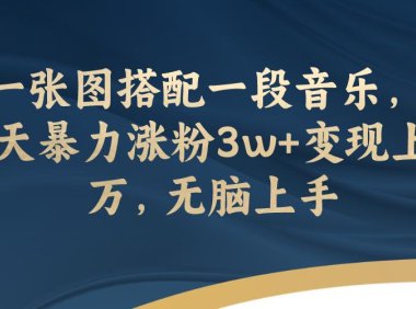 （5520）一张图搭配一段音乐，3天暴力涨粉3w+变现上万，无脑上手
