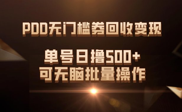 （5442）PDD无门槛券回收变现，单号日撸500+，可无脑批量操作