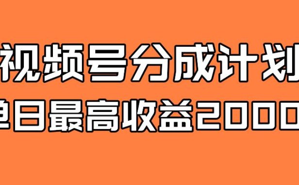 （5460）全新蓝海 视频号掘金计划 日入2000+