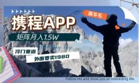 (5568)携程APP薅羊毛,外面卖1980的冷门赛道,矩阵月入1.5w