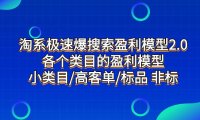 (5580)淘系极速爆搜索盈利模型2.0,各个类目的盈利模型,小类目/高客单/标品 非标