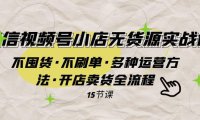 (5600)微信视频号小店无货源实战 不囤货·不刷单·多种运营方法·开店卖货全流程