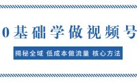 （5605）0基础学做视频号：揭秘全域 低成本做流量 核心方法 快速出爆款 轻松变现