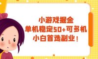 (5607)小游戏掘金,单机稳定50+,可多机,小白首选副业!