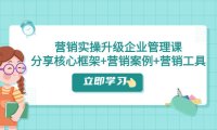 （5629）营销实操升级·企业管理课：分享核心框架+营销案例+营销工具（课程+文档）