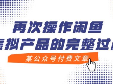 (5542)某公众号付费文章,再次操作闲鱼虚拟产品的完整过程