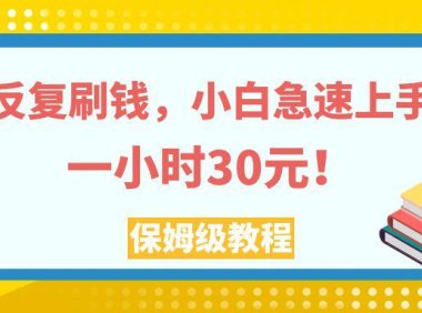 （5574）反复刷钱，小白急速上手，一个小时30元，实操教程