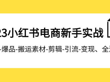 (5576)2023小红书电商新手实战课程,开店-爆品-搬运素材-剪辑-引流-变现、全流程
