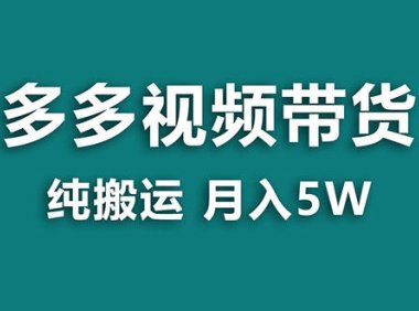 （5581）【蓝海项目】多多视频带货，靠纯搬运一个月搞5w，新手小白也能操作【揭秘】