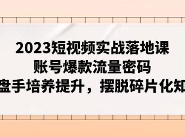 （5583）2023短视频实战落地课，账号爆款流量密码，操盘手培养提升，摆脱碎片化知识