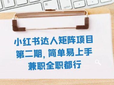 (5594)小红书达人矩阵项目第二期,简单易上手,兼职全职都行(11节课)