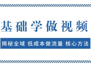 （5605）0基础学做视频号：揭秘全域 低成本做流量 核心方法 快速出爆款 轻松变现