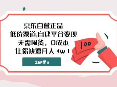 (5626)京东自营正品,低价渠道,自建平台变现,无需囤货,0成本,让你快速月入3w+