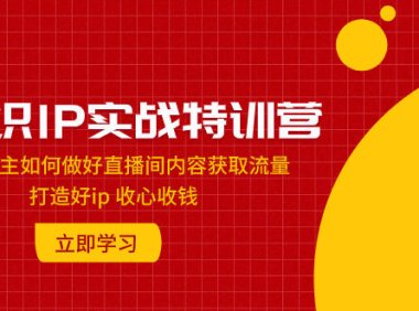 (5664)知识IP实战特训营:知识博主如何做好直播间内容获取流量 打造好ip 收心收钱