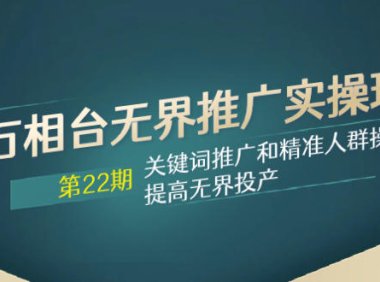 (5702)万相台无界推广实操班【22期】关键词推广和精准人群操作应用,提高无界投产