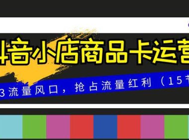 (5713)抖音小店商品卡运营,2023流量风口,抢占流量红利(15节课)
